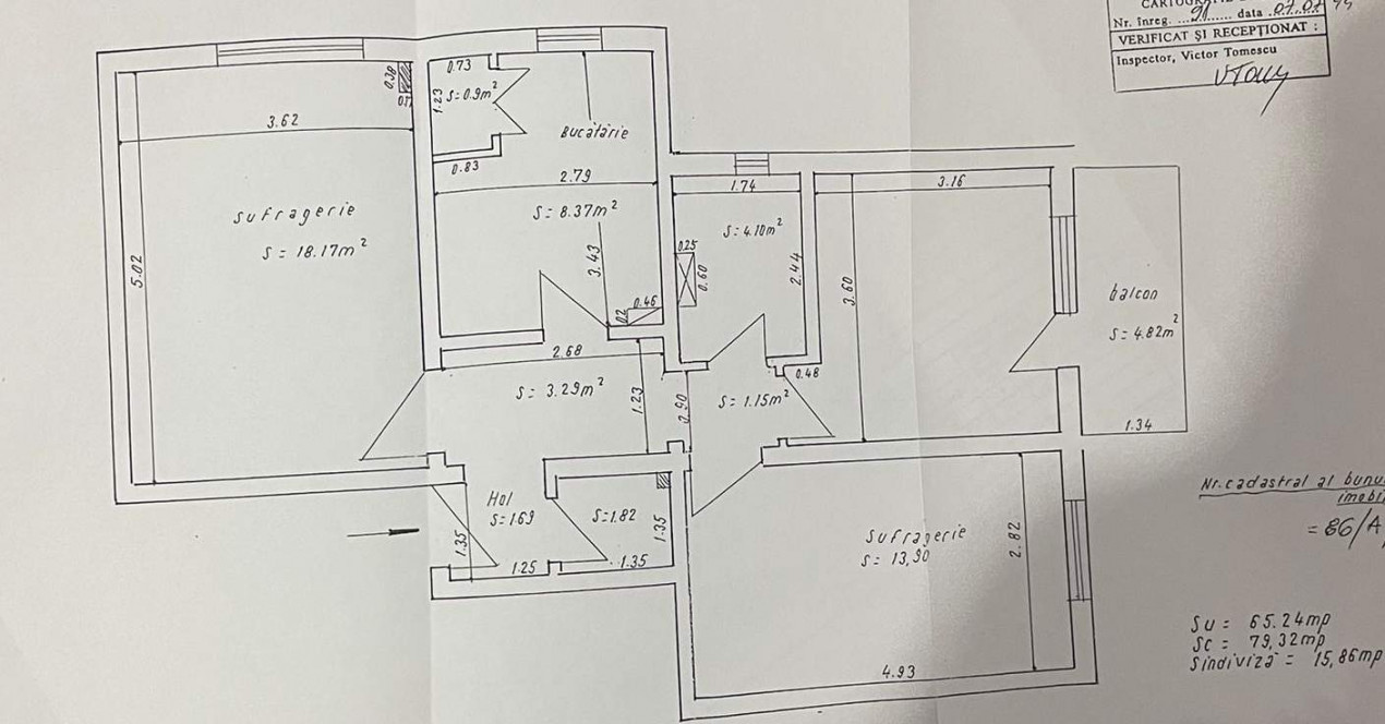 Str STEFAN cel MARE - GEPEX, et 1/4, Apartament 3 cam decomandat, 79mp