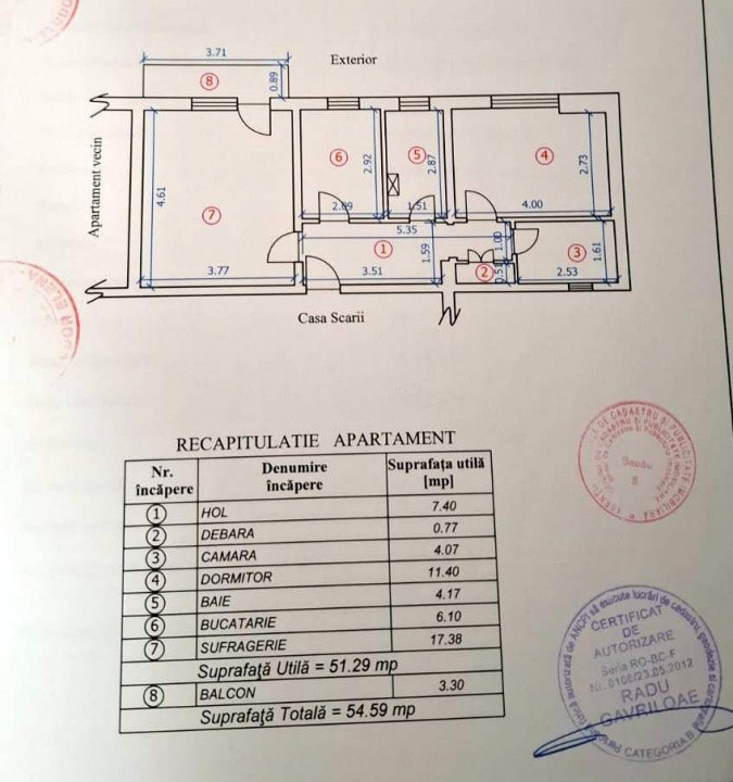Apartament 2 camere decomandat, situat pe Miron Costin, etaj 1, Suprf. 55mp,