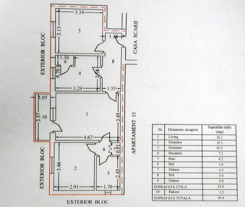 Vânzare apartament 3 camere semidecomandat – etaj 3/4 – str. Republicii, Bacău