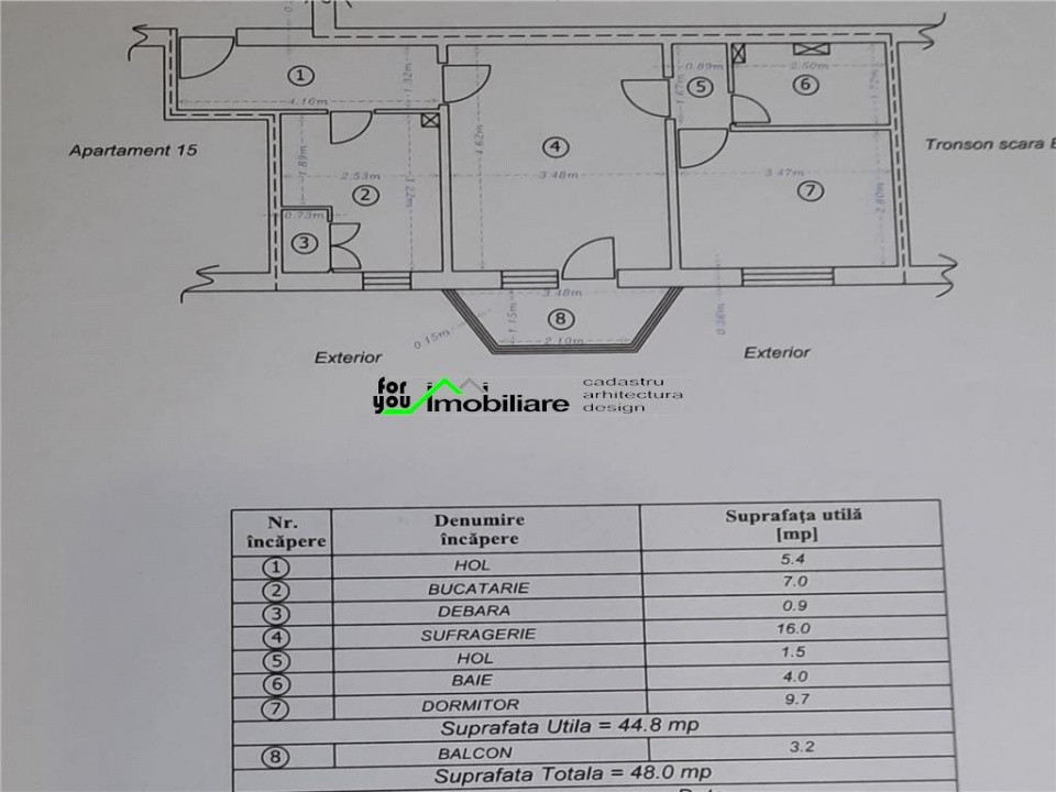 NORD - 22 decembrie, Apartament 2 cam, etaj 3, bucatarie mare, bloc 1980