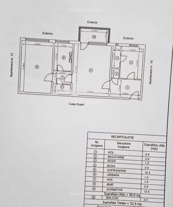 Apartament 2 camere spațios, zona Cornișa Bistriței – lângă Școala nr. 10