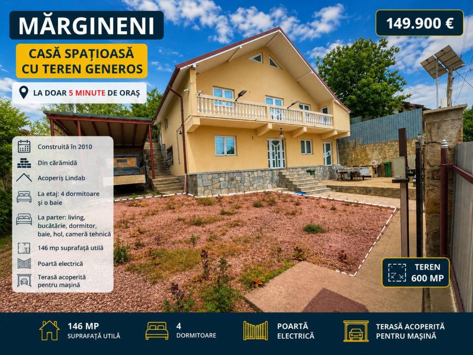 MARGINENI - Casa P+1, din caramida, construita 2010, 4 dormitoare, 600mp teren