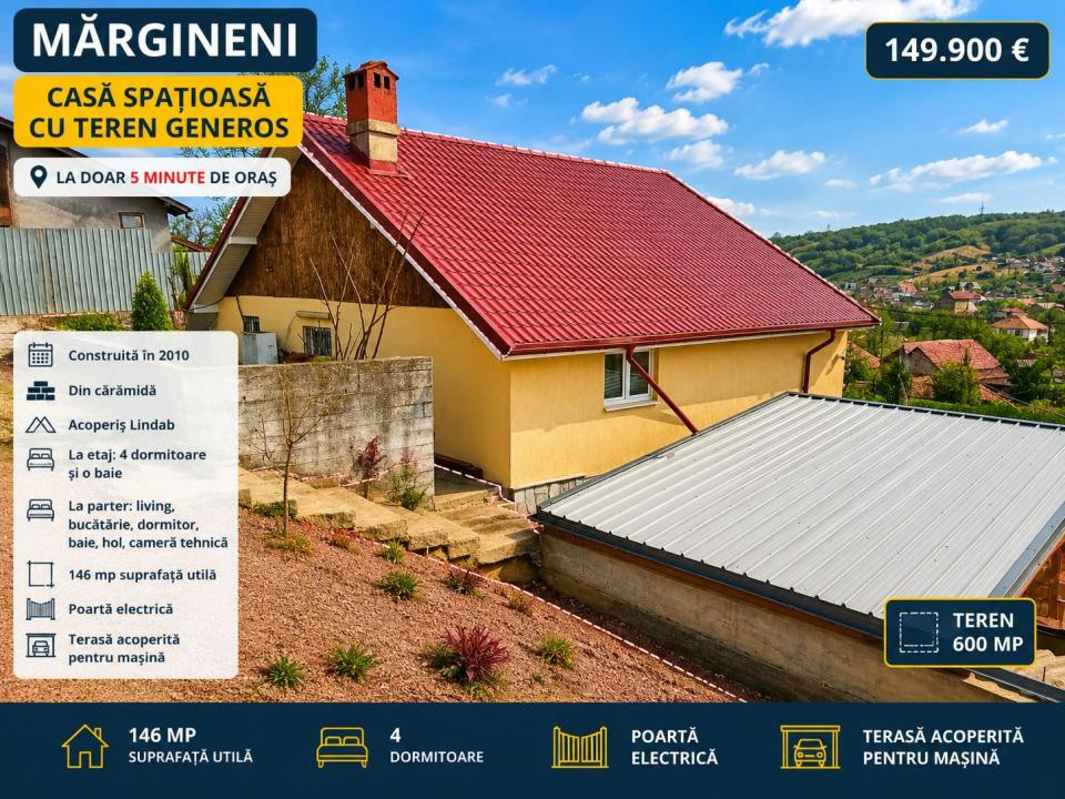 MARGINENI - Casa P+1, din caramida, construita 2010, 4 dormitoare, 600mp teren