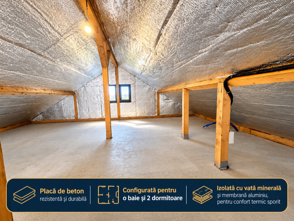 Casă nouă 2026 P+M, Hemeiuși – 120 mp | mansarda utilizabila, scara metalica