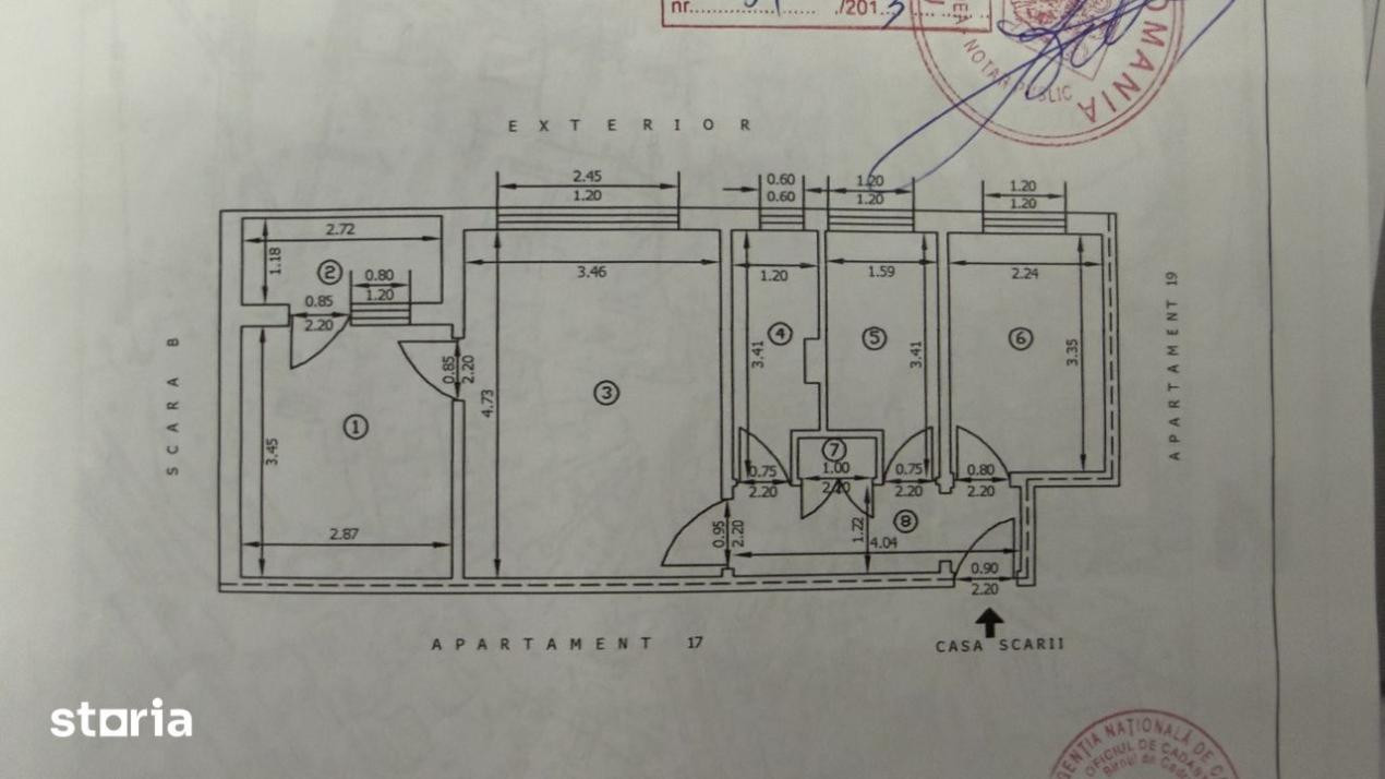 TIC Tac Spital. Apartament 3 cam semidecomandat, centrala proprie, izolat, balco